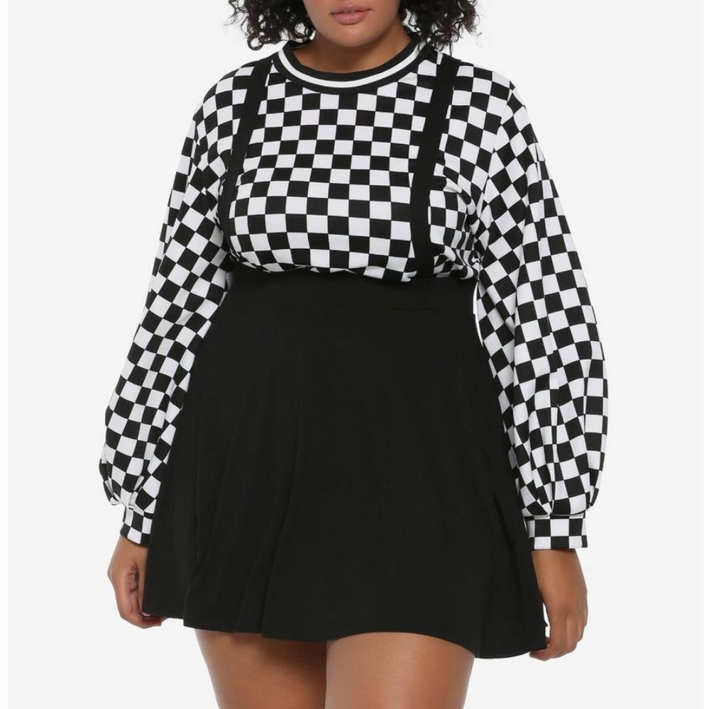 Hot Topic Black Suspender Circle Skirt Plus Size 3x